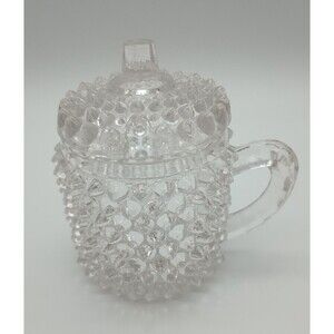 Doyle Hobnail Lidded Honey Condiment Dish Jam Jar Clear
